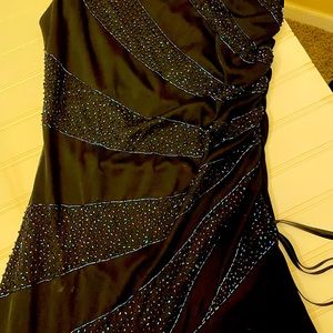 Navy Blue one shoulder Maxi Dress